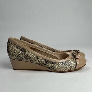 Cole Haan Snakeskin Pattern Wedge Almond-Toe Pumps